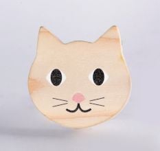 Handcrafted Pine Wood Cat Knob